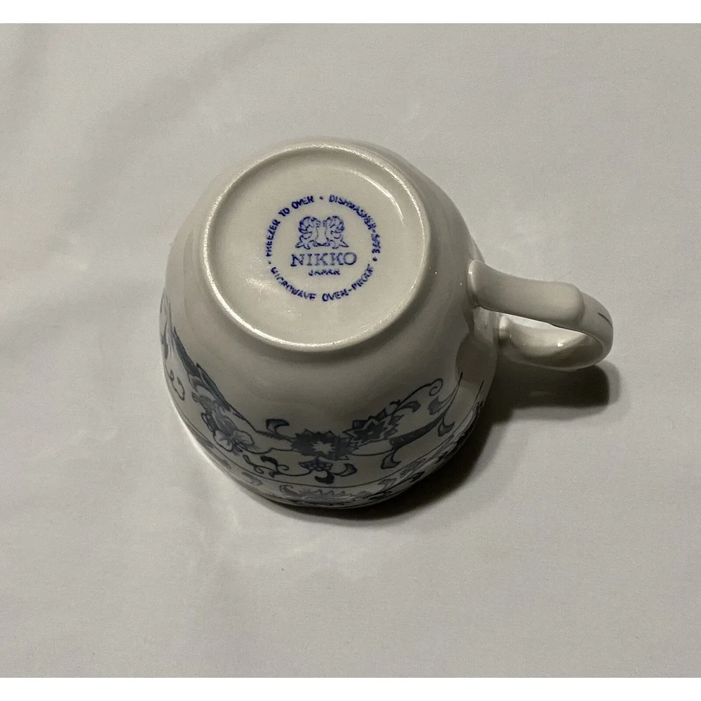 Vintage Nikko Ironstone Tea Cup and Saucer Ming Tree Blue Japan Blue Bonnet